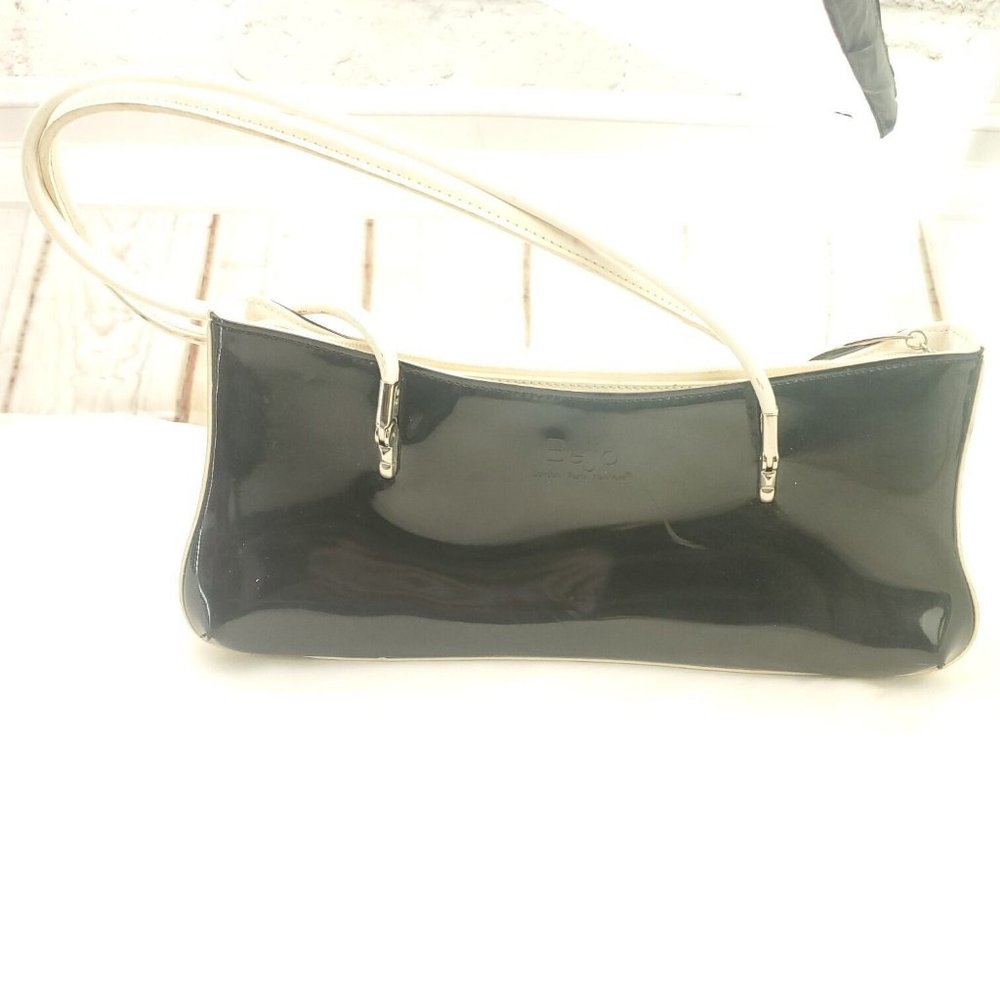 Beijo Womens Black And White PU Leather Bottom Studs Double Handle Shoulder Bag